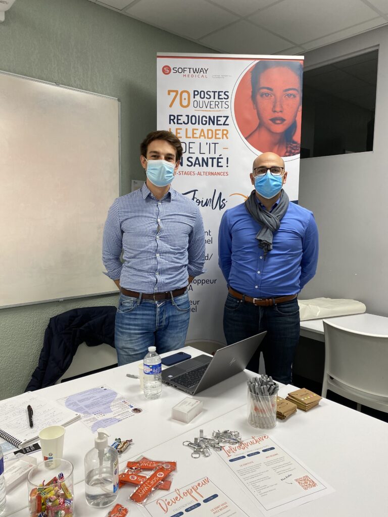 Les chargés de recrutement Softway Medical Corentin Sanchez et Cyril Castellani vous attendent au forum IT JOB DAY 2021!